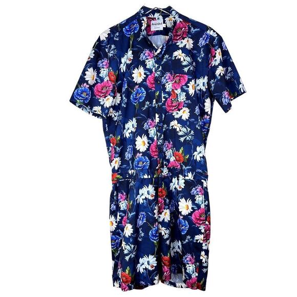 Romper Jack Floral Passion Romper Jumpsuit One Piece Button Front Navy Festival - Picture 2 of 8